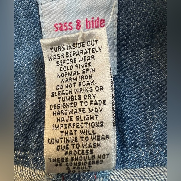 Sass & Bide denim overall mini skirt with Suspender Dress Contrast Denim SZ 28/S - Picture 10 of 10